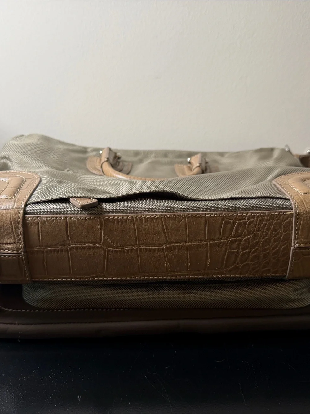 Tumi Tan & Taupe Laptop Bag Set with padded sleeve and accessory pouch.